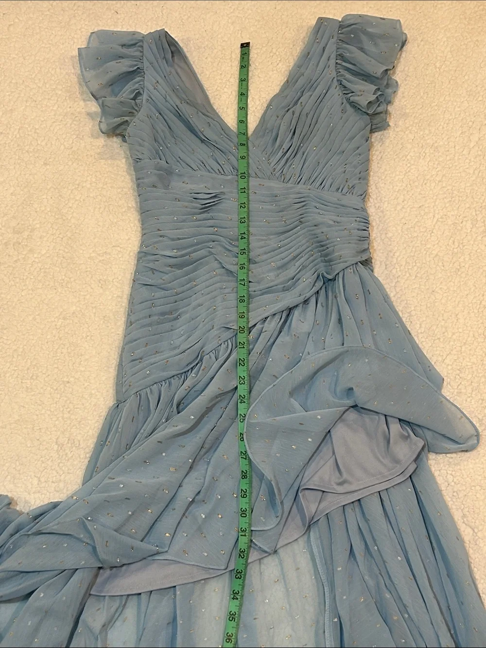 IEENA for Mac Duggal Chiffon Asymmetrical Ruched Gown Flutter Sleeves sz 4 Prom - Picture 15 of 17